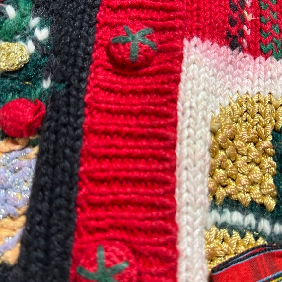 Vintage Ugly Christmas Sweater TIARA Cardigan Sweater Womens Large 90’s - Picture 7 of 16